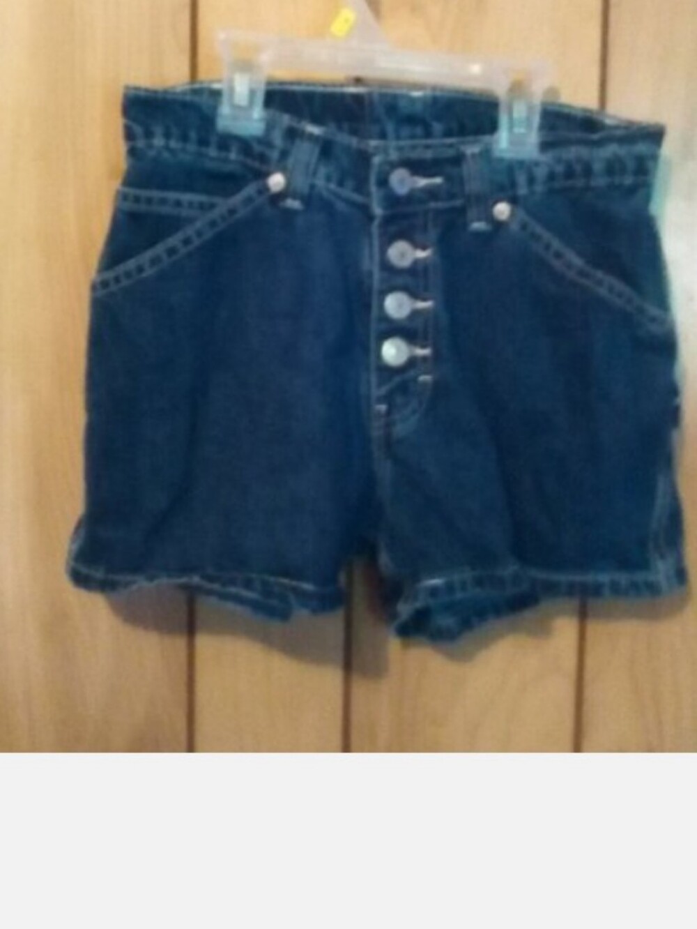 Jordache High-Waist Dark Blue Button-Fly Denim Shorts